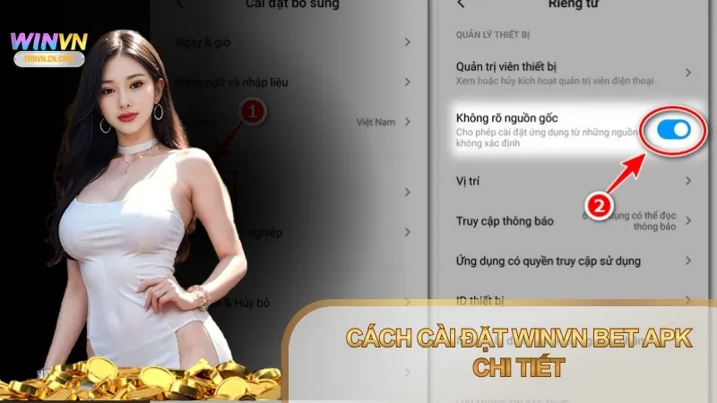 Người chơi cần bật quyền cài đặt từ nguồn không xác định để tiến hành cài đặt ứng dụng